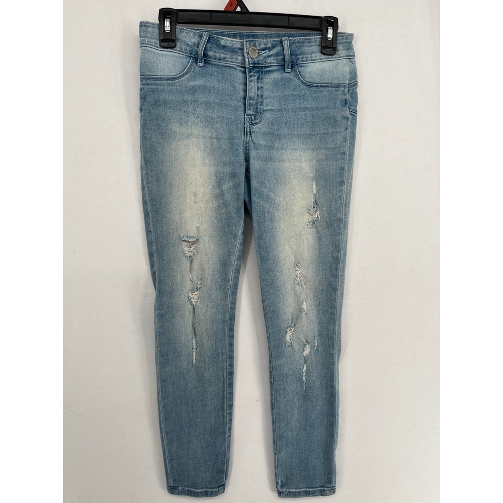 Juicy Couture Women 2 Distressed Skinny Jeans Light Wash Blue Ripped Denim 3404